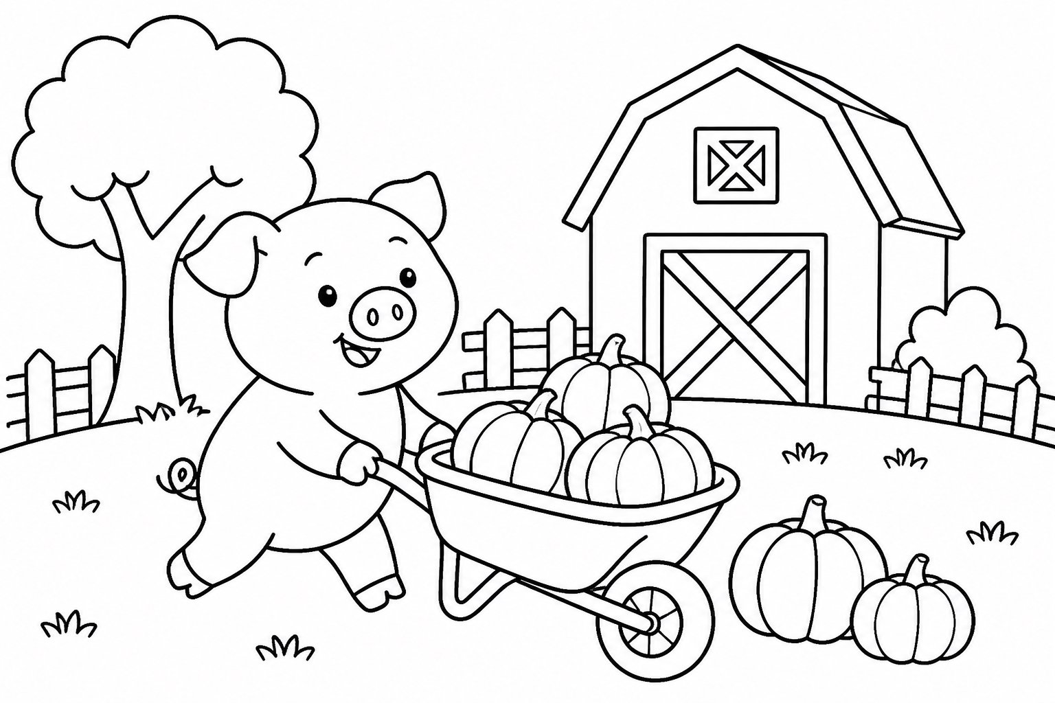 El cerdito lleva una pequeña calabaza