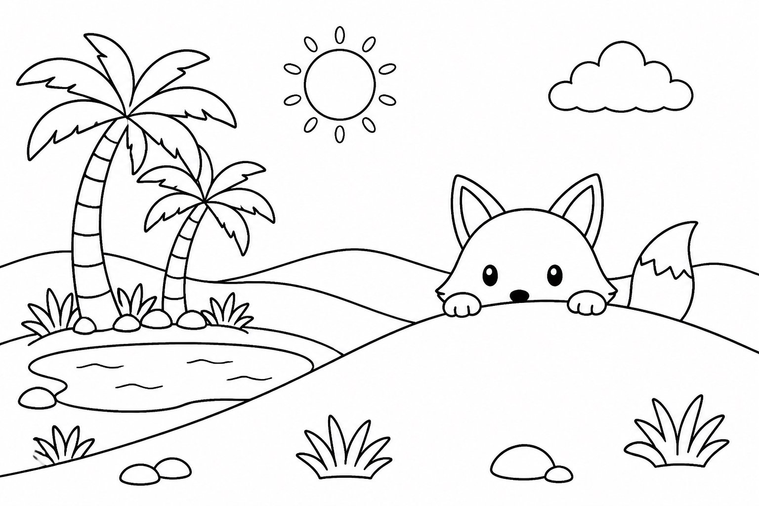 Renard caché derrière une dune