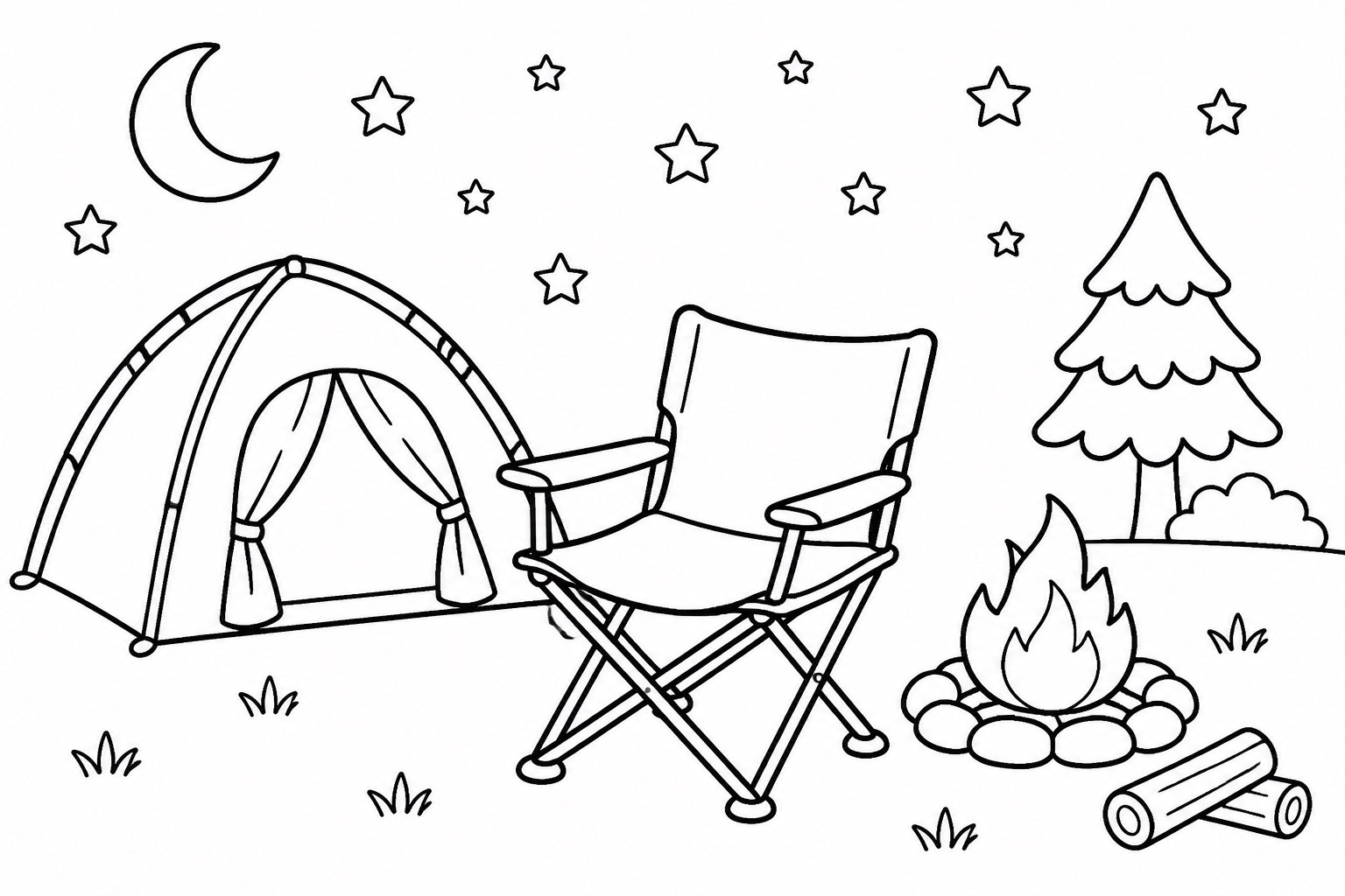 Cadeira de acampamento sob o céu estrelado