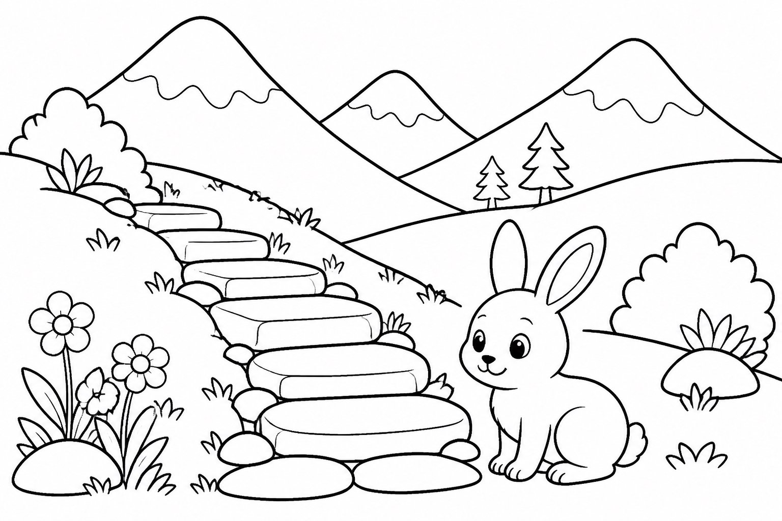Petit lapin près des marches en pierre