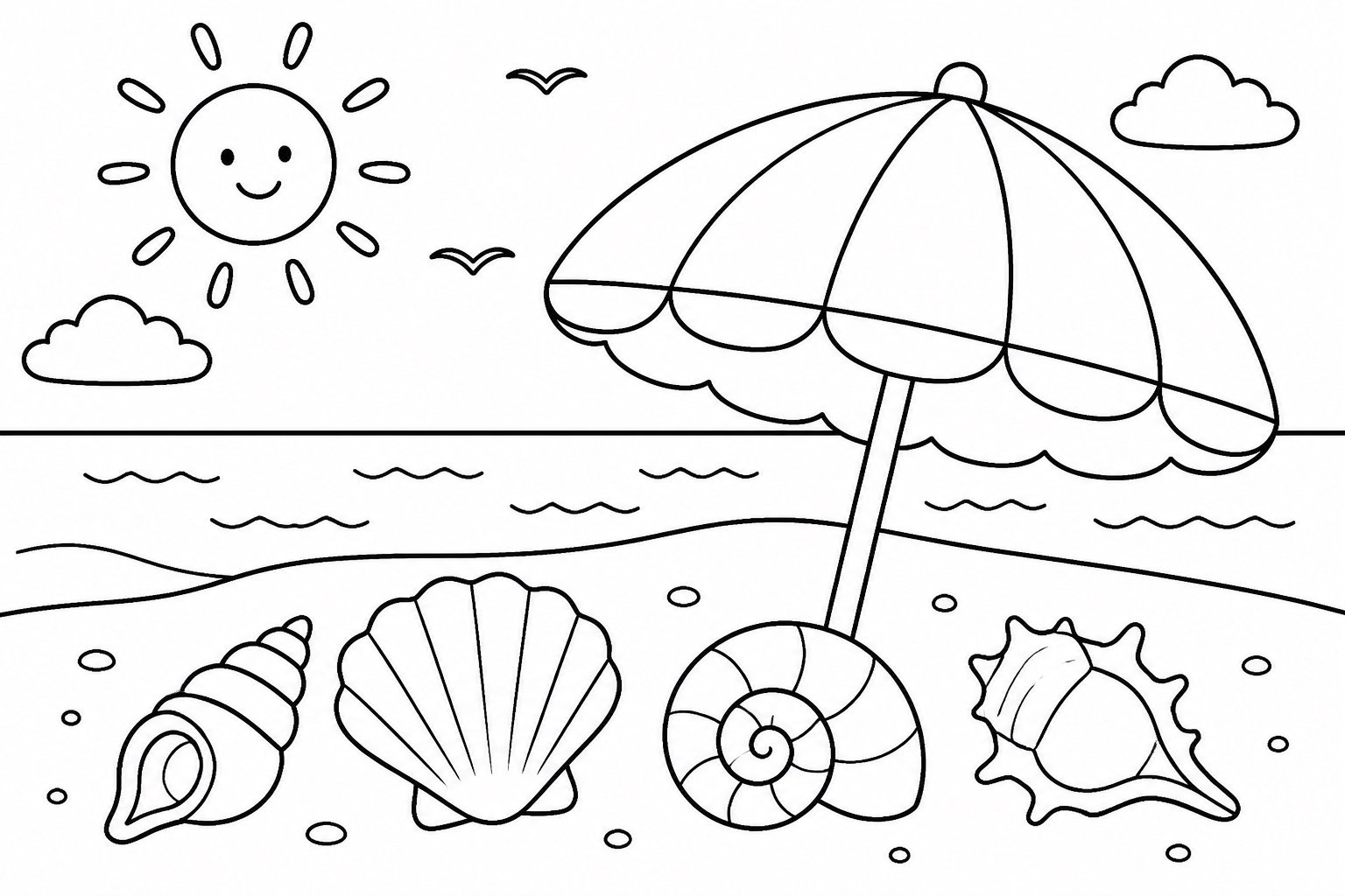 海边遮阳伞下的贝壳