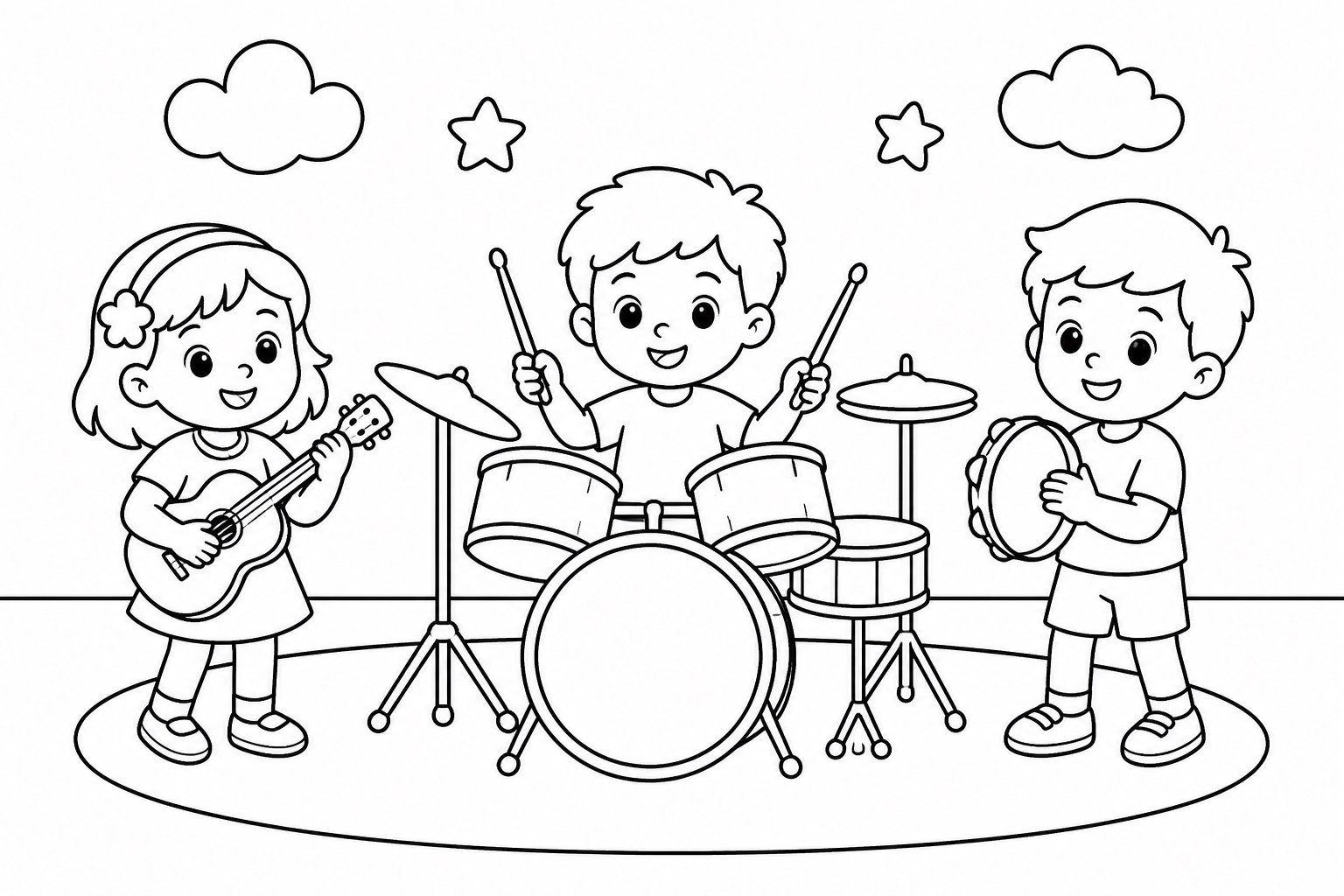 Banda infantil ensayando con tambores