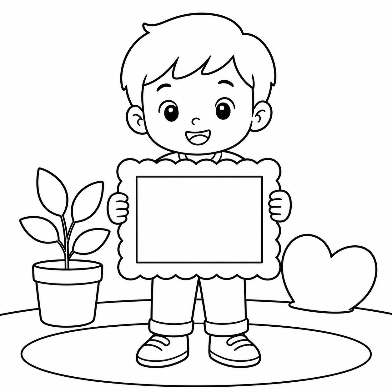 أطفال يعرضون إطار صورة