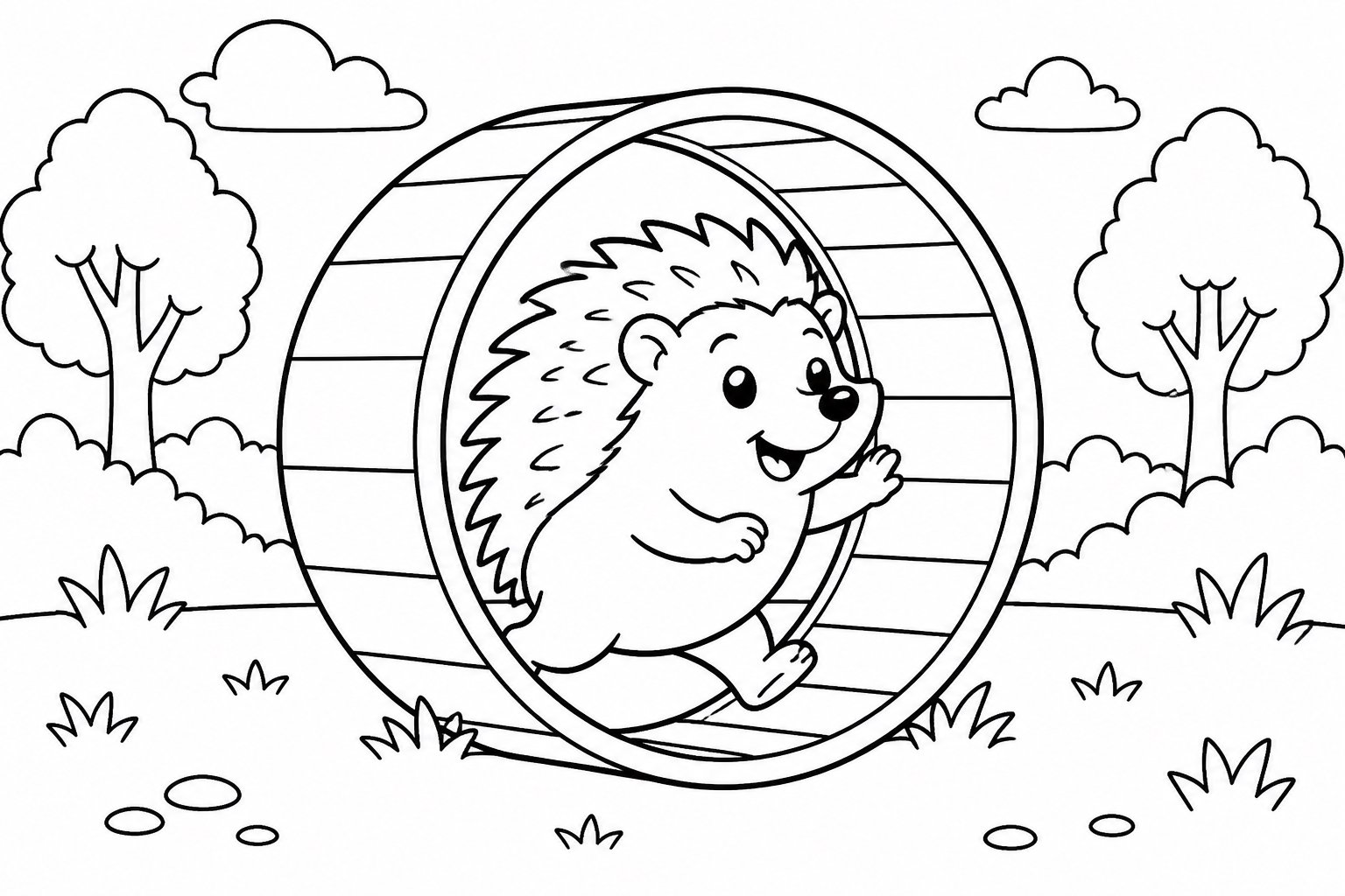 Der Igel spielt mit einer Walze