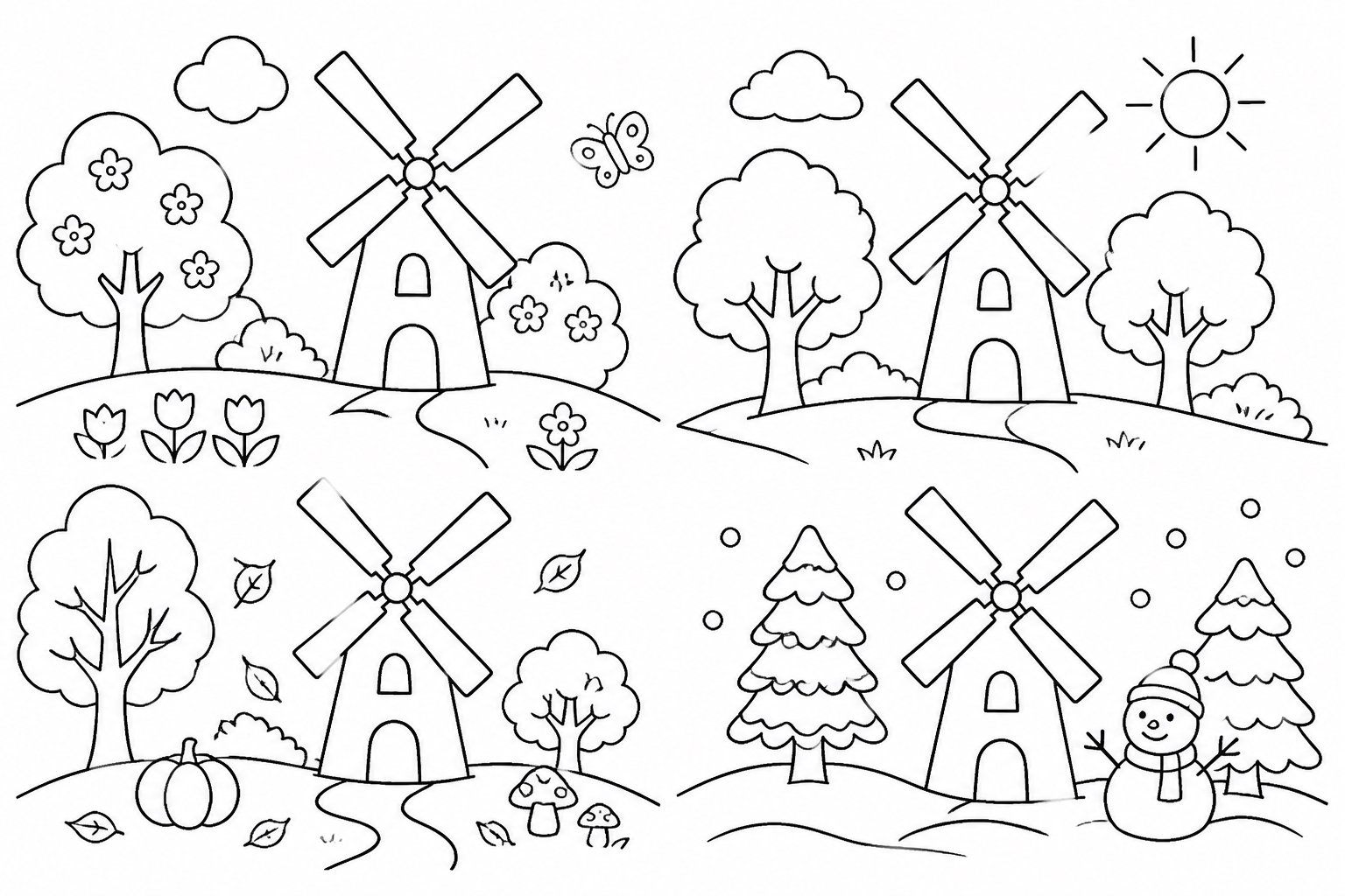 Windmühle im Wald der vier Jahreszeiten
