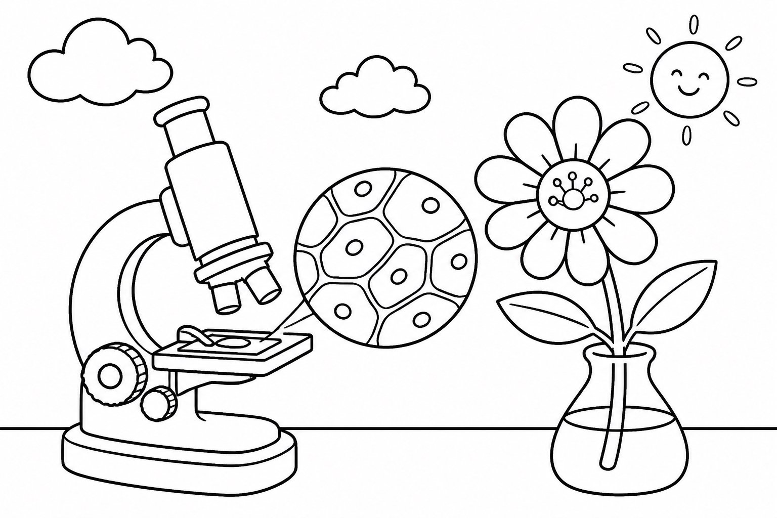Fleur près du microscope