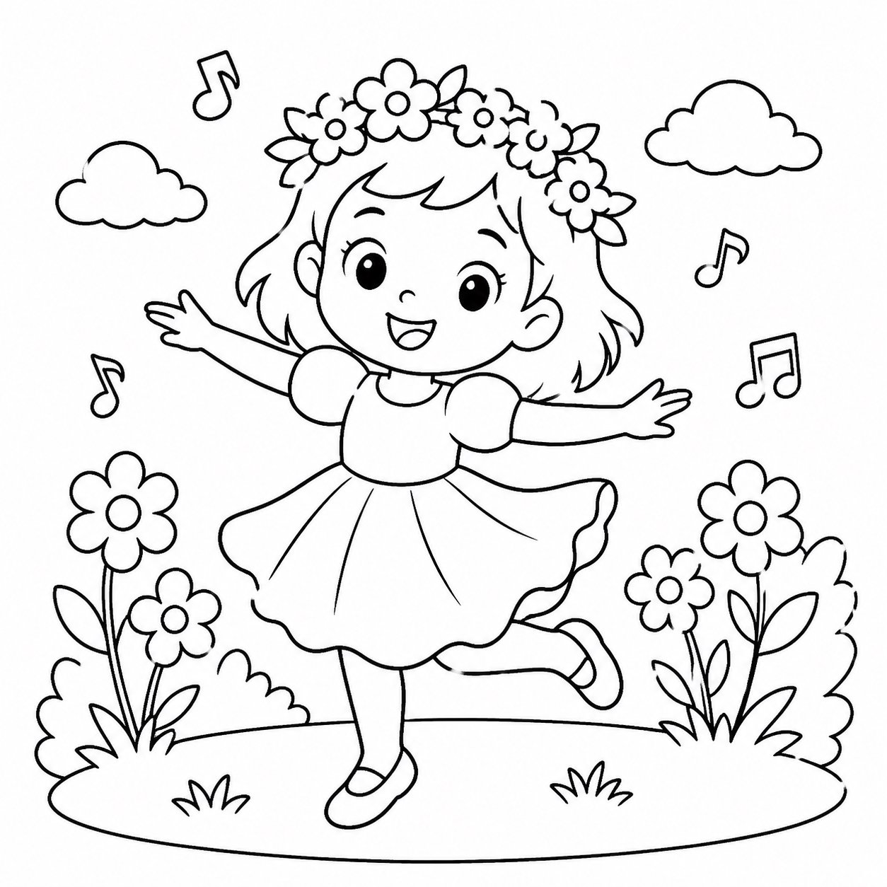 Crianças dançando com coroas de flores