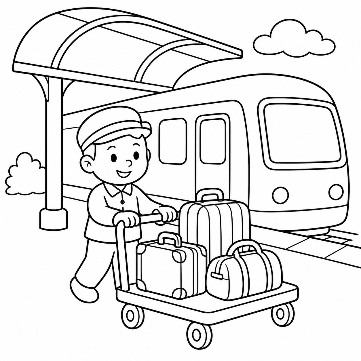 Carrito de equipaje pasando por el andén