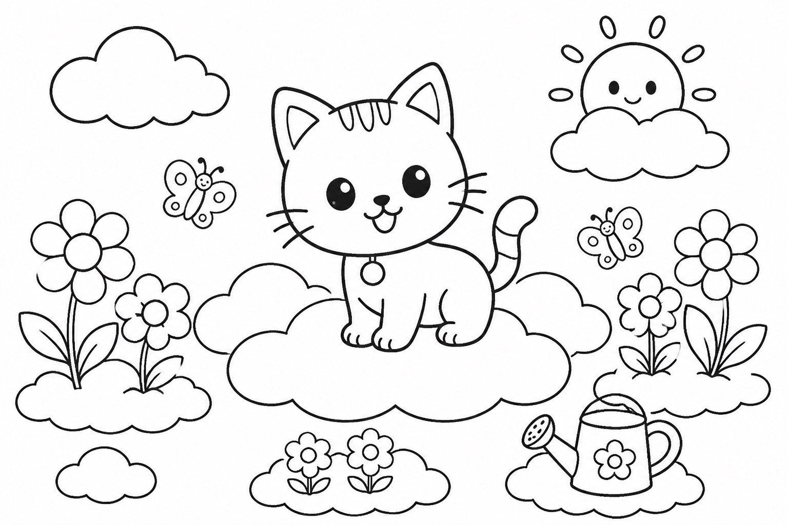 Kleine Katze im Wolkengarten
