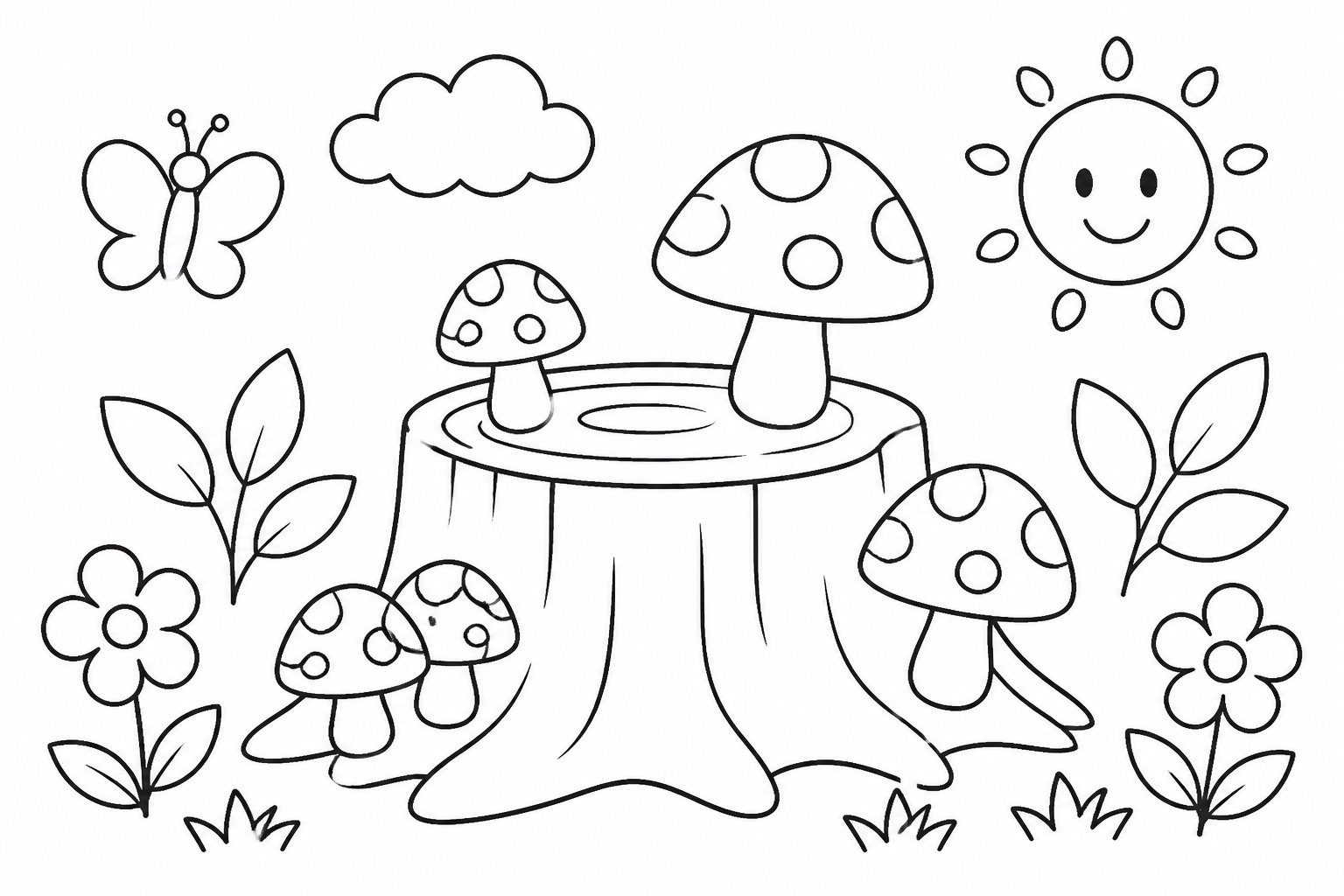 Petits champignons sur une souche