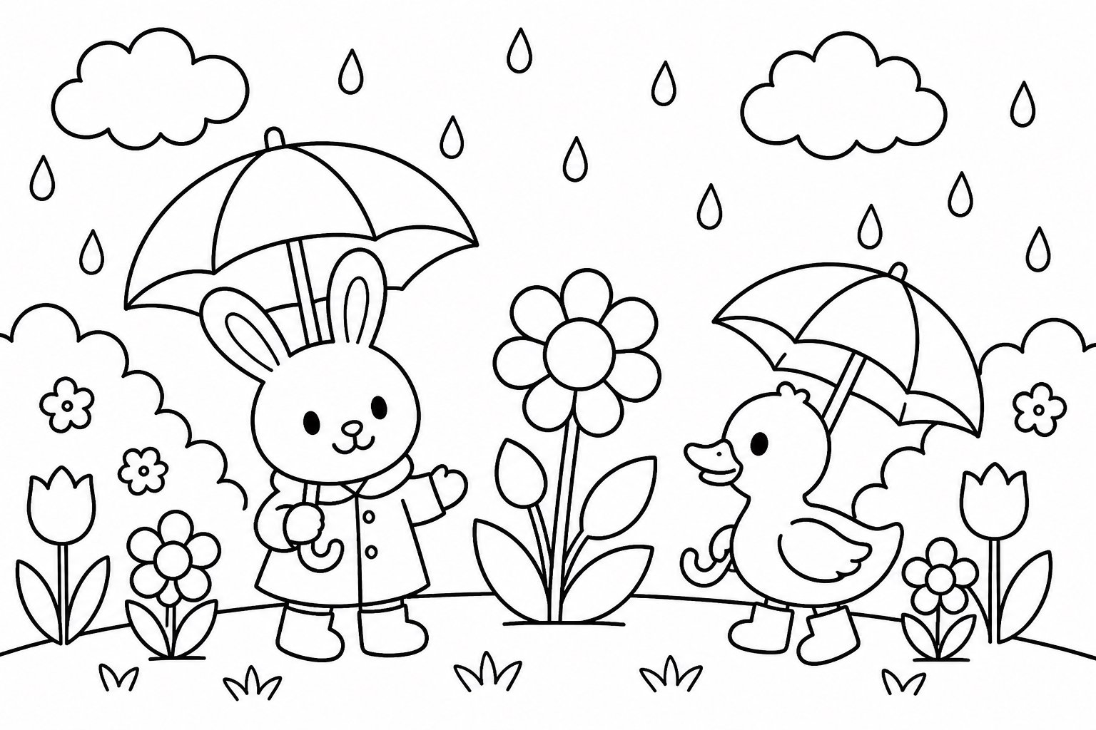 Jardin de parapluies printanier