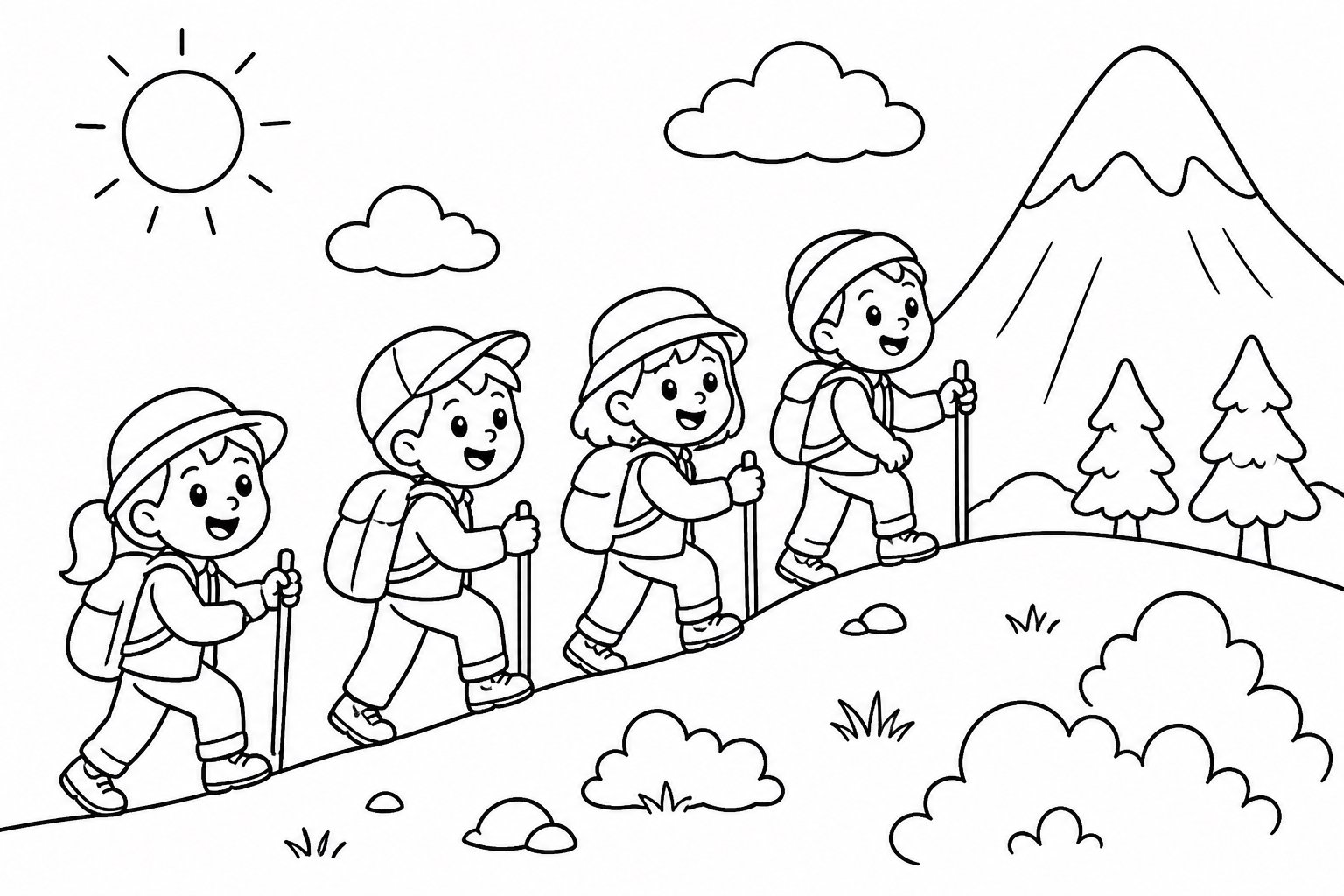 Equipo de montañismo subiendo la montaña