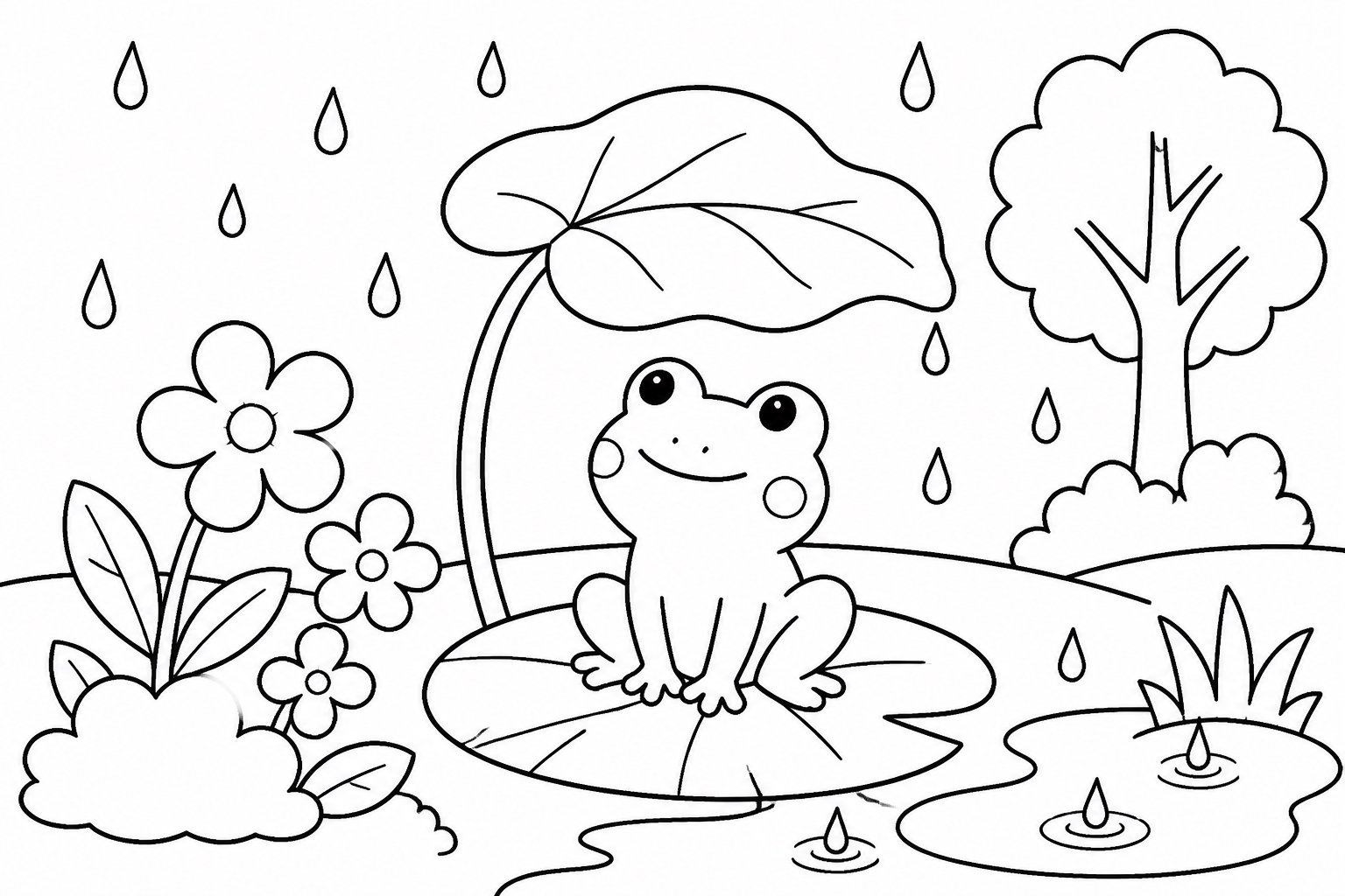 Sapo pequeno ouvindo a chuva