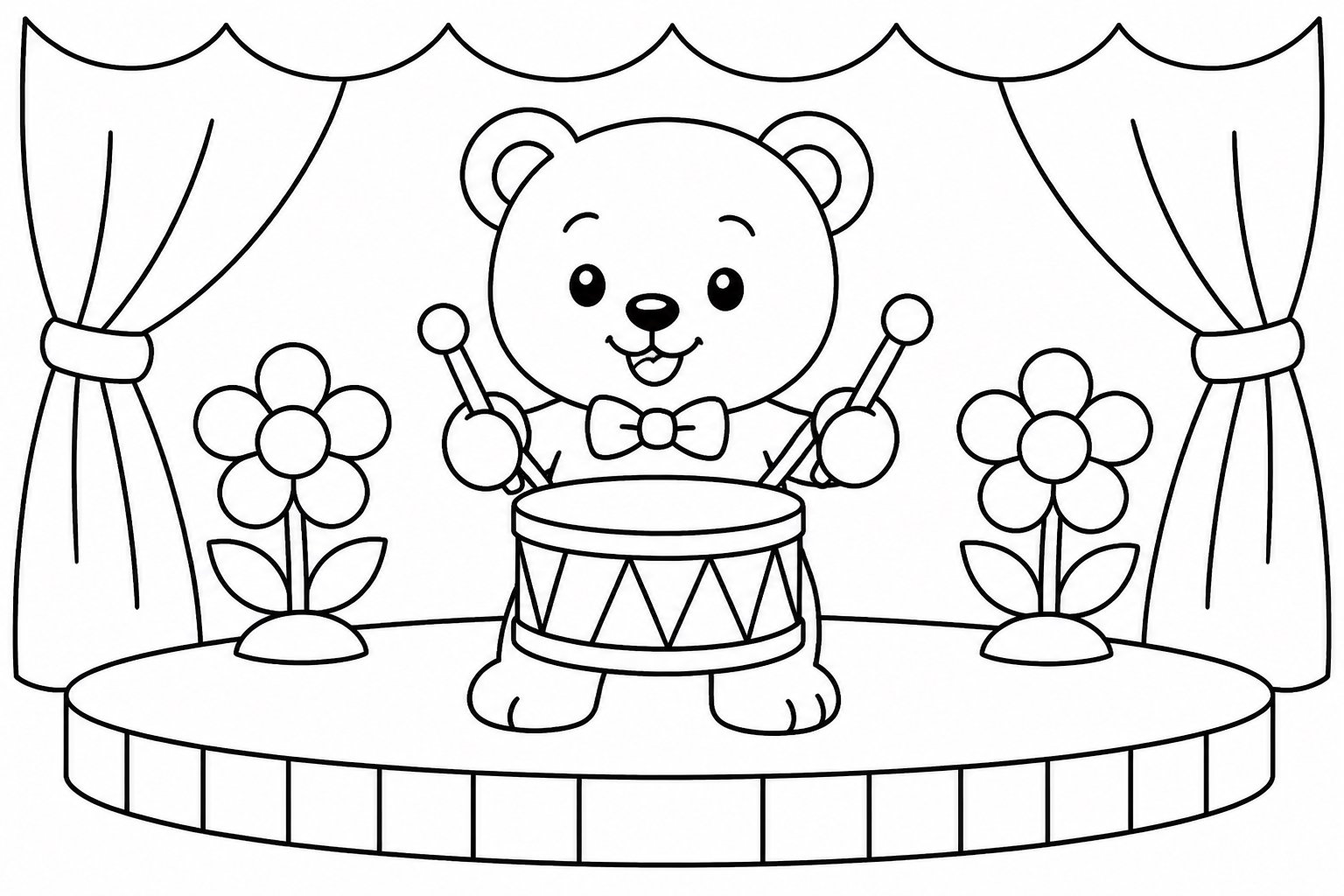 Petit ours jouant d’un petit tambour