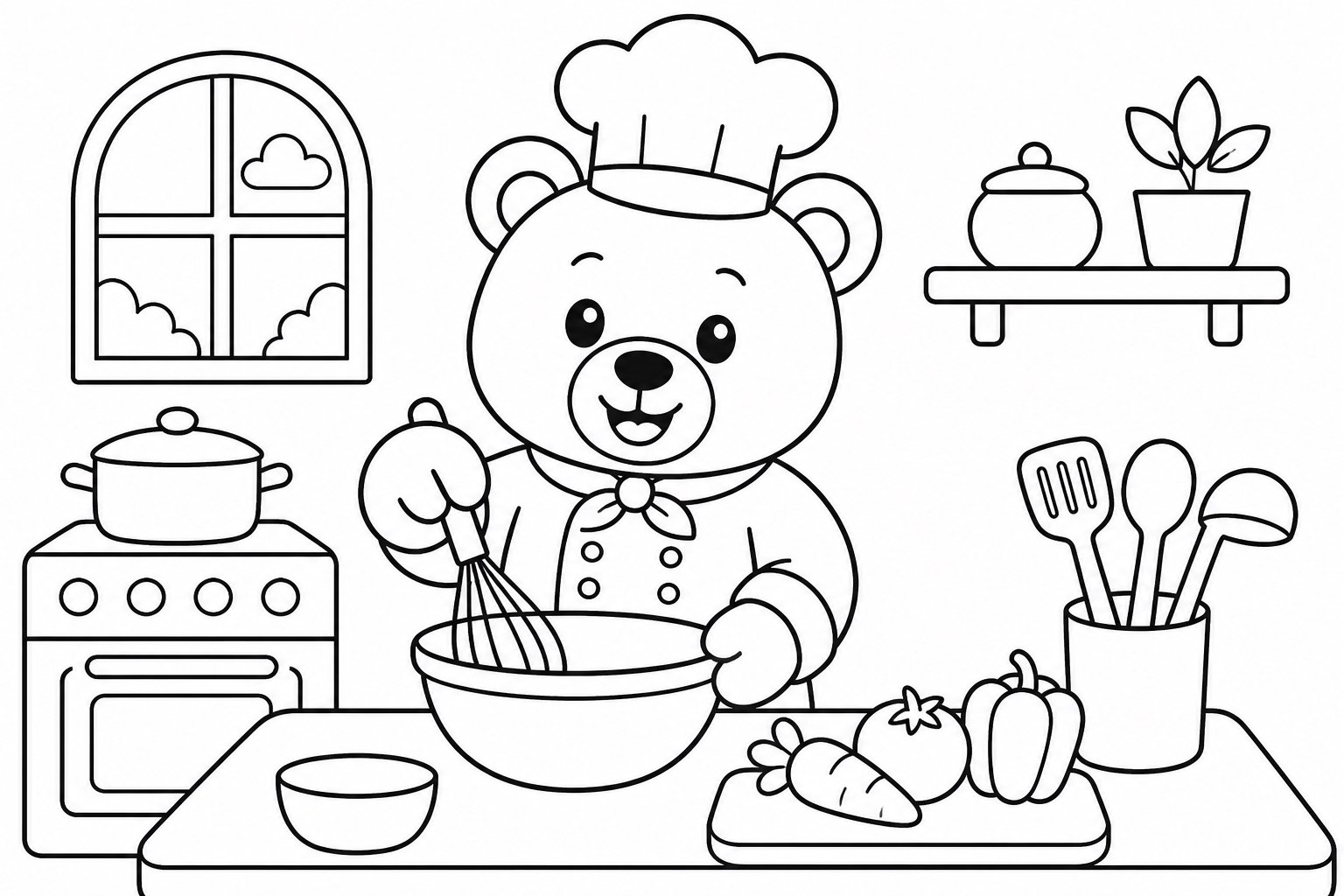 O ursinho é cozinheiro