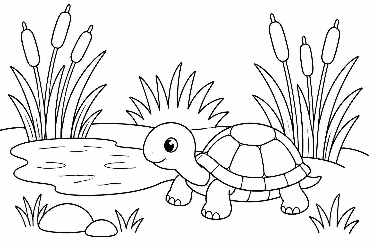 Petite tortue dans l’herbe des zones humides