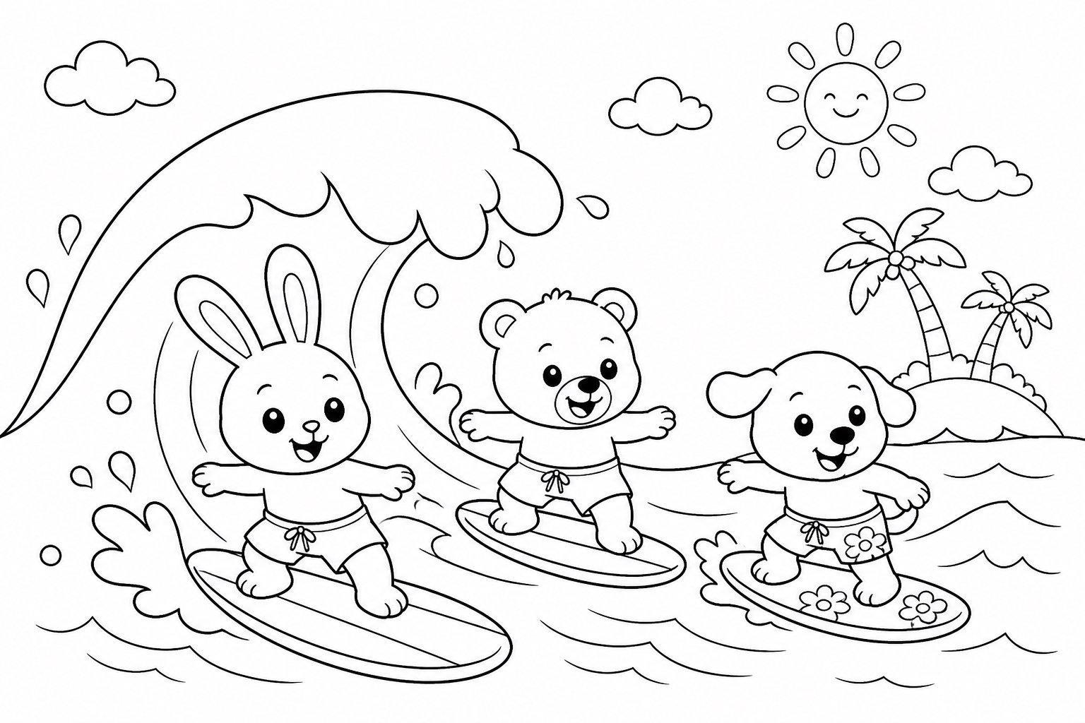 Equipo de surf persiguiendo las olas