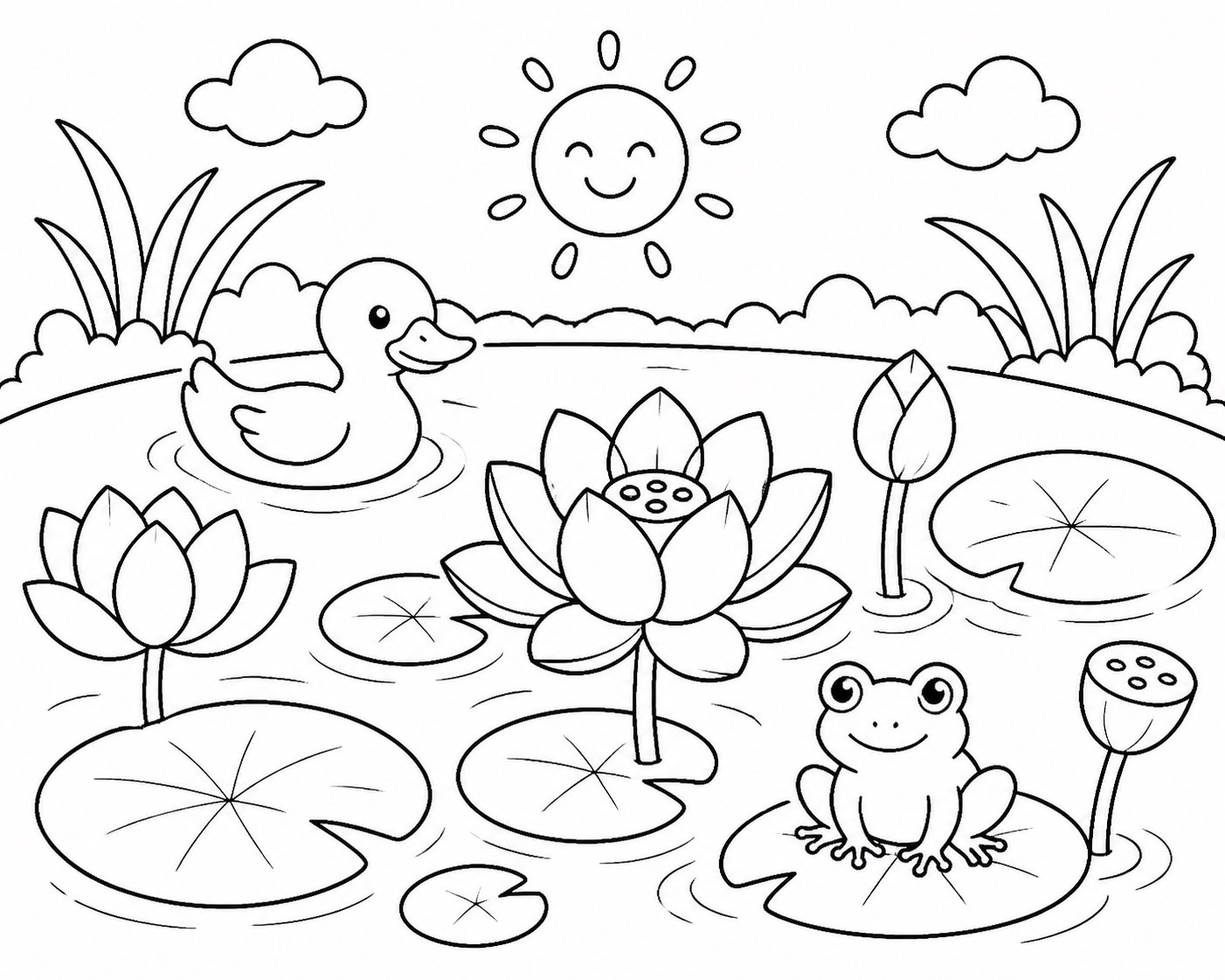 Flores de lótus em um lago de verão