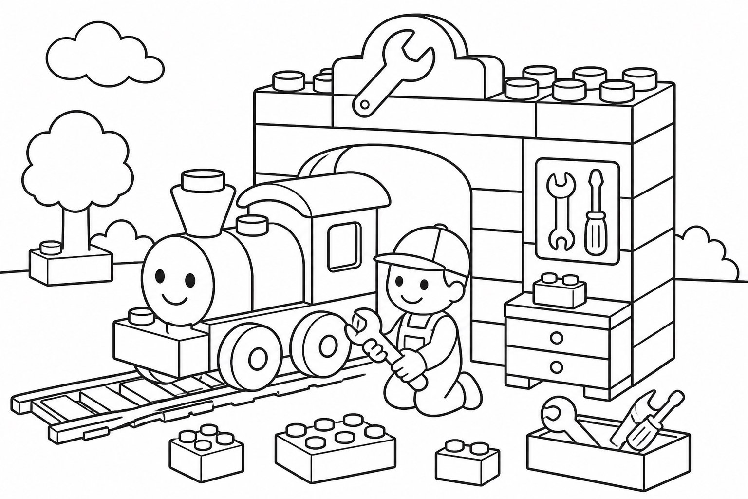 Station de réparation de trains en blocs