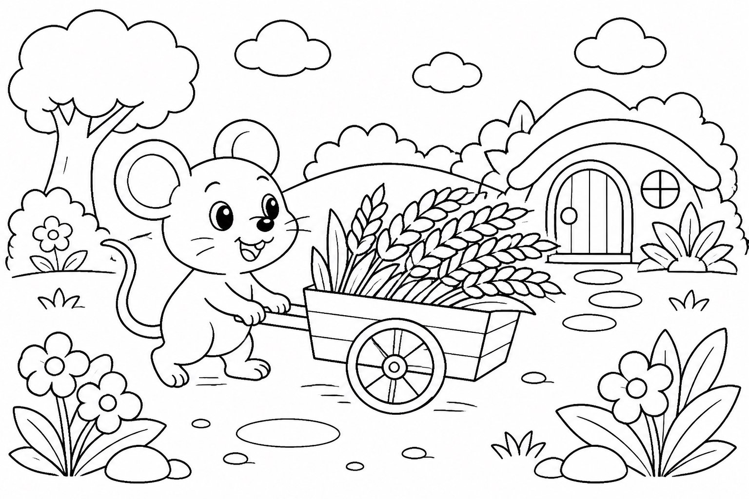 El ratón de campo lleva una espiga de trigo