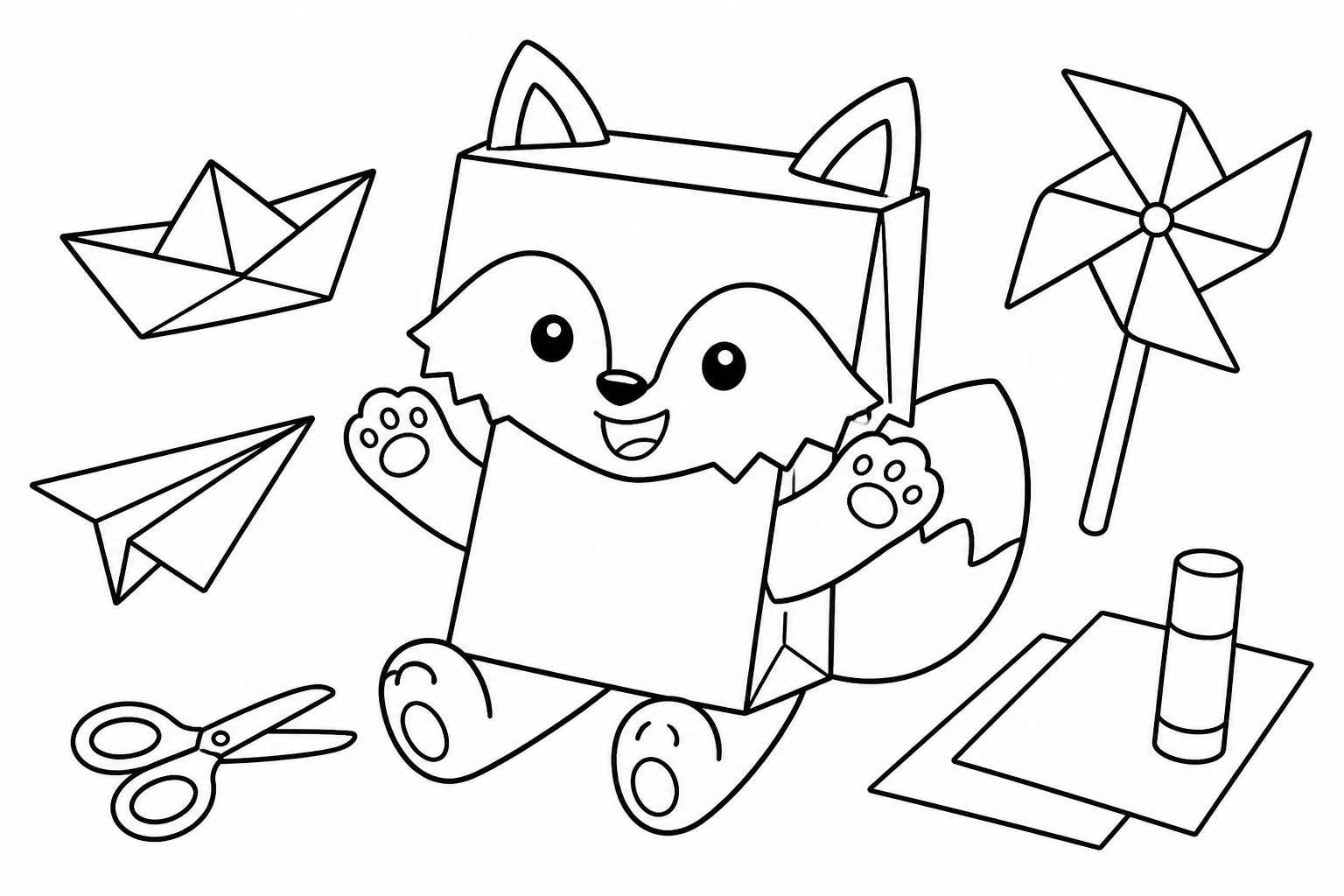 Pequena raposa de saco de papel