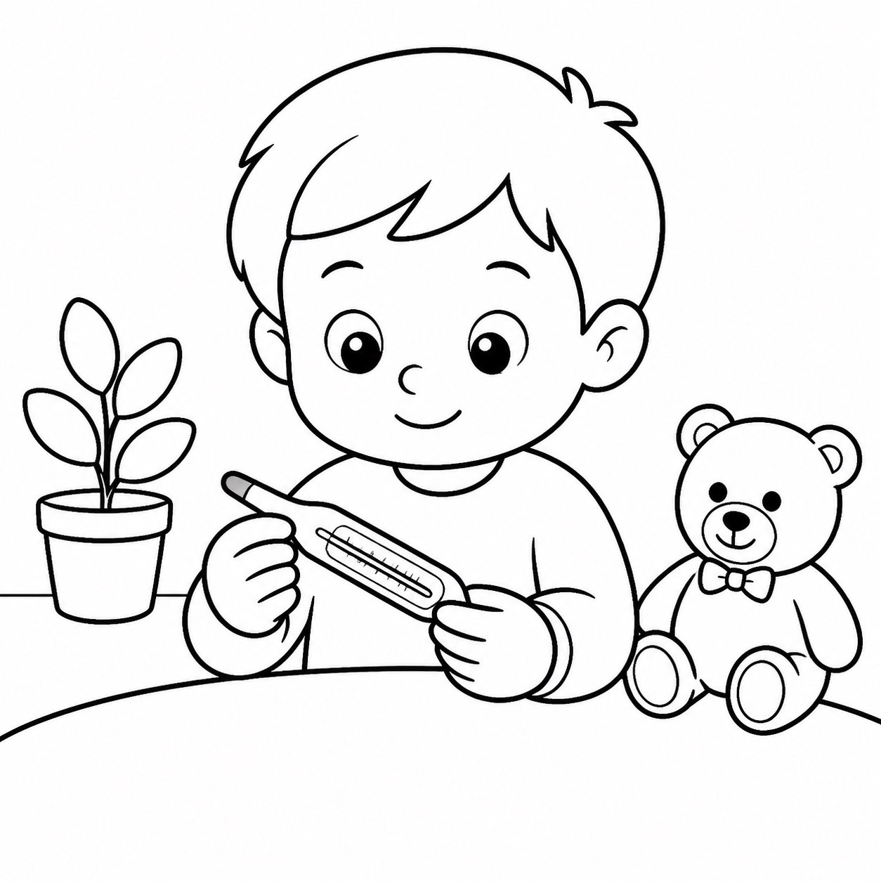 Niños revisando un termómetro
