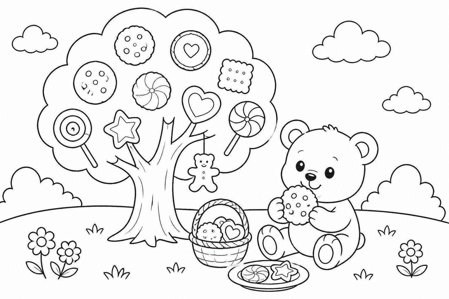 Petit ours sous l’arbre à biscuits
