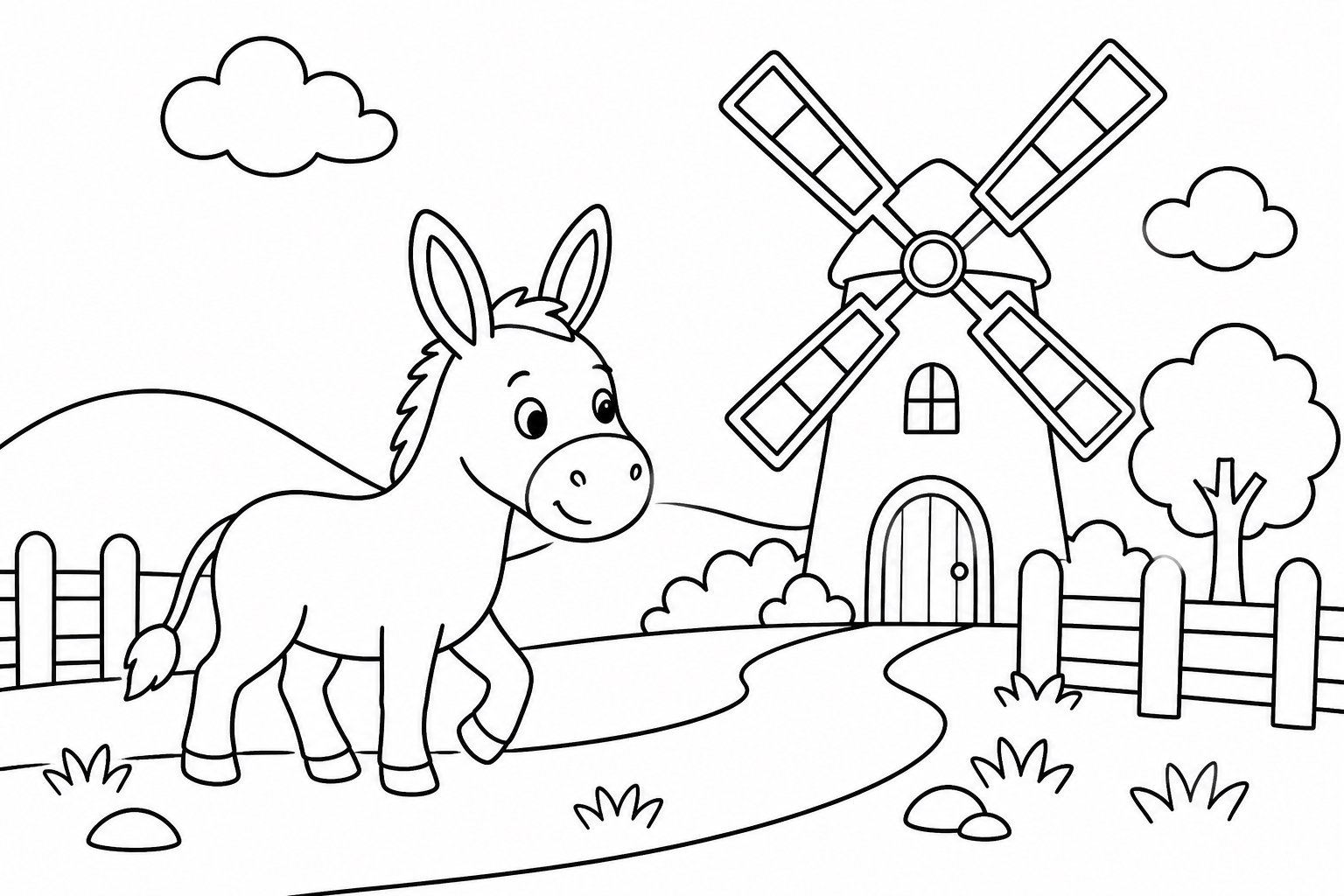 Burrinho passando pelo moinho