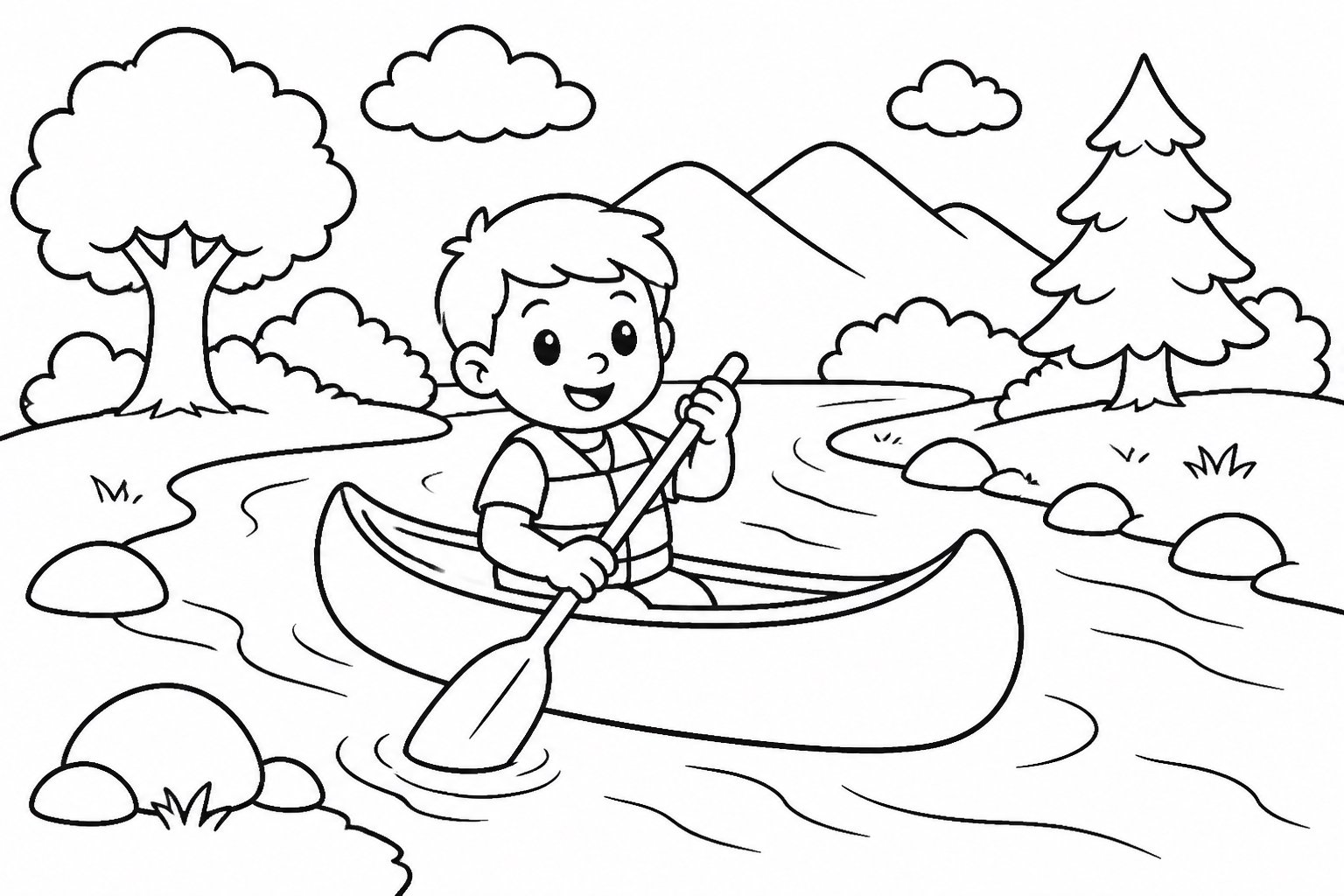 Le canoë traverse le ruisseau