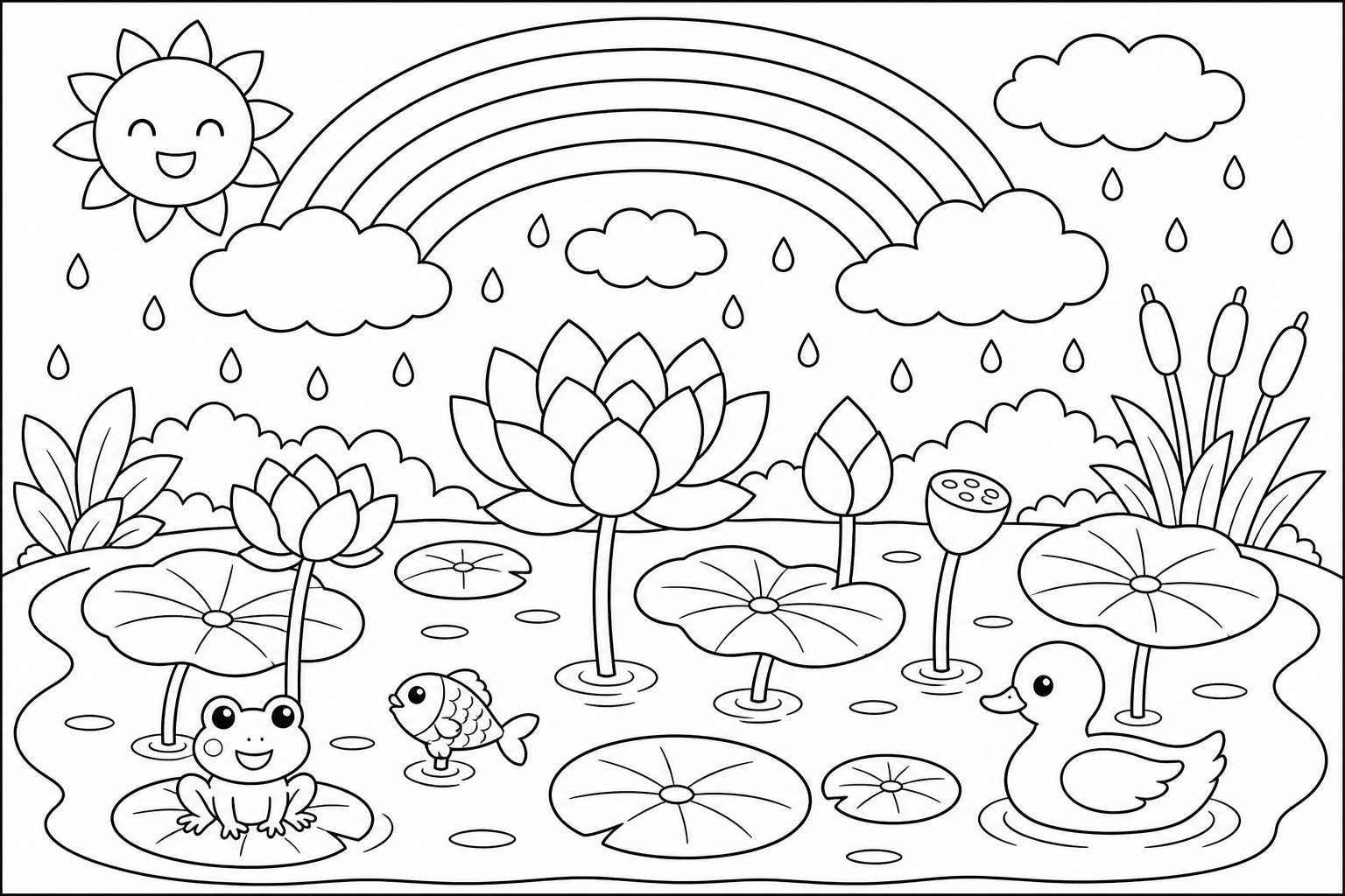 天気雨の中のハスの花
