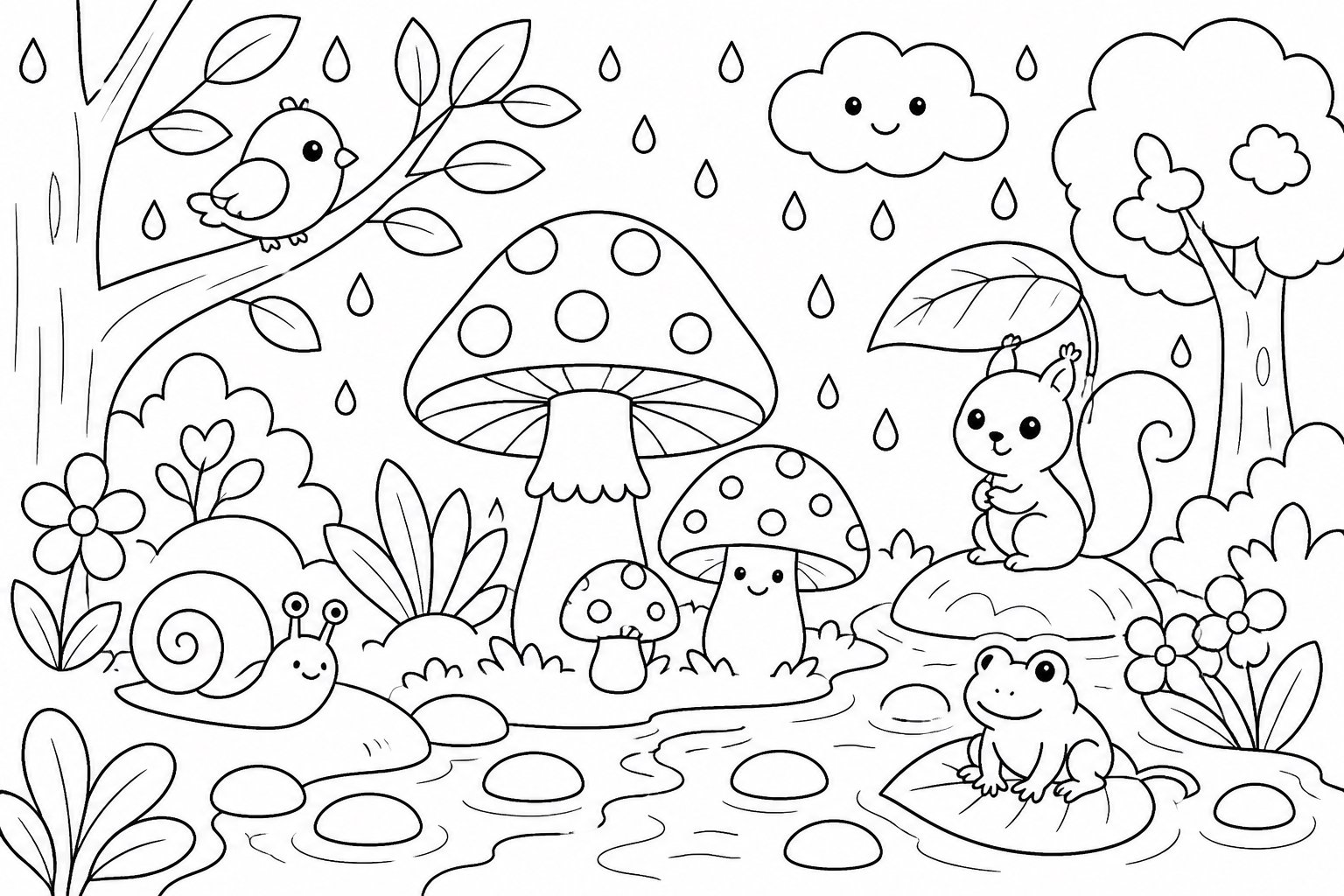 Hongo bajo la lluvia de primavera