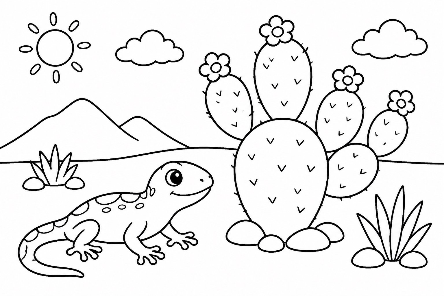 Lagartija junto a un cactus