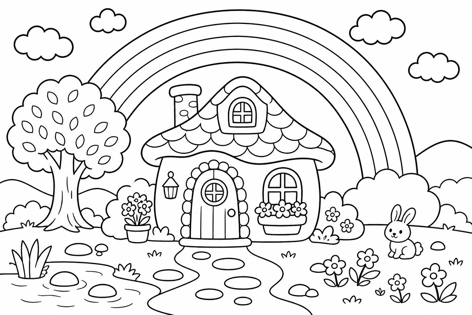 Maisonnette avec une porte arc-en-ciel