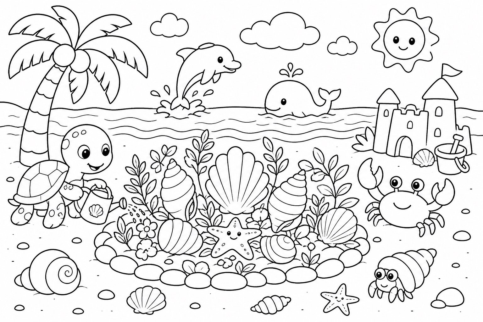 Jardin de coquillages sur la plage