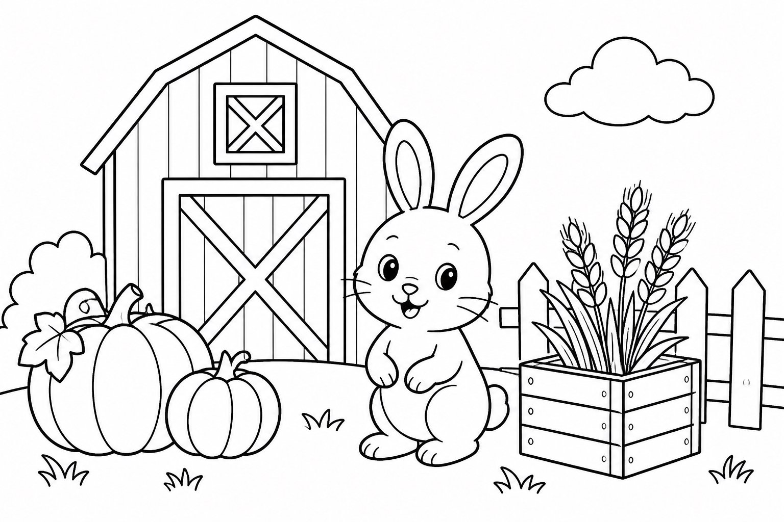 Lapin devant la grange de récolte