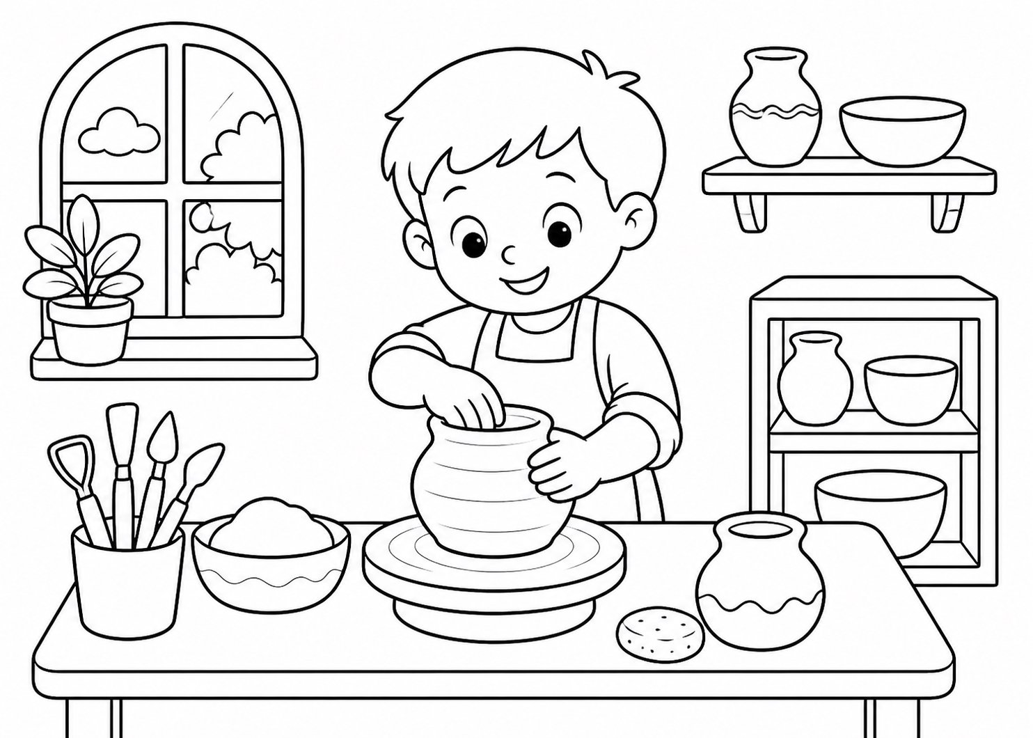 陶芸の作業台
