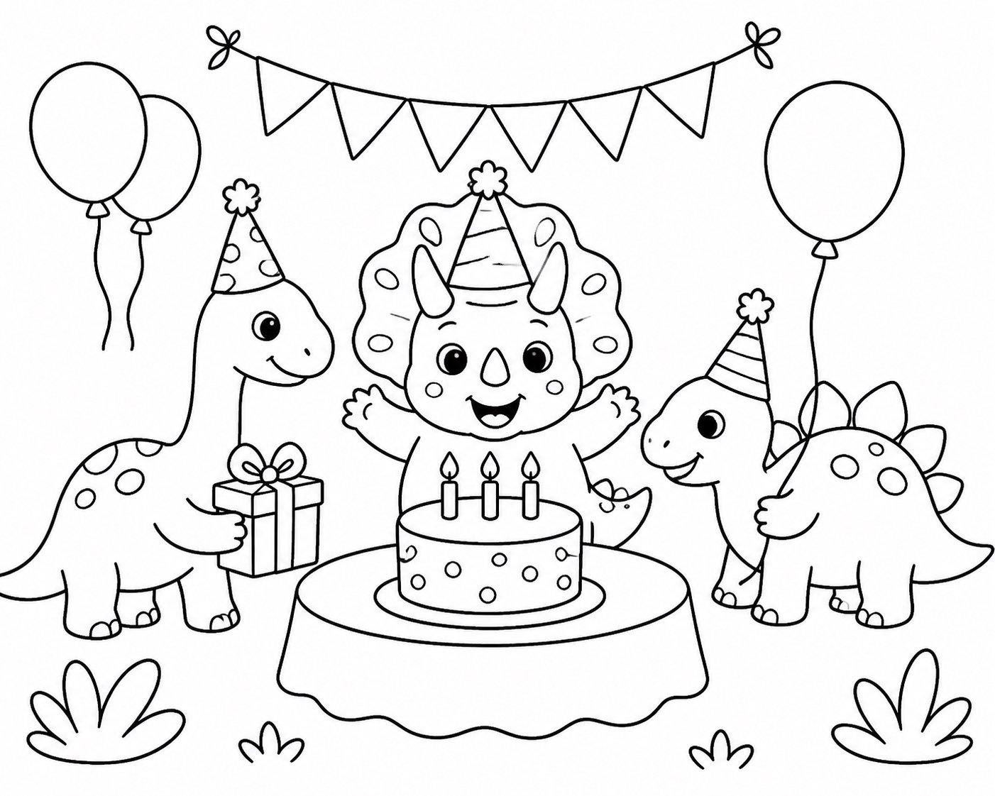 Cría de triceratops en una fiesta de cumpleaños