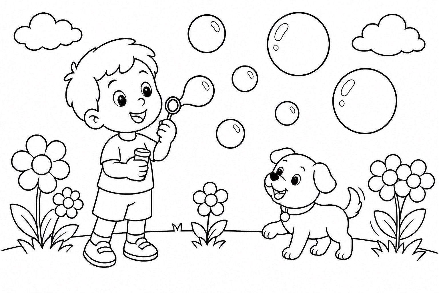 Enfant soufflant des bulles